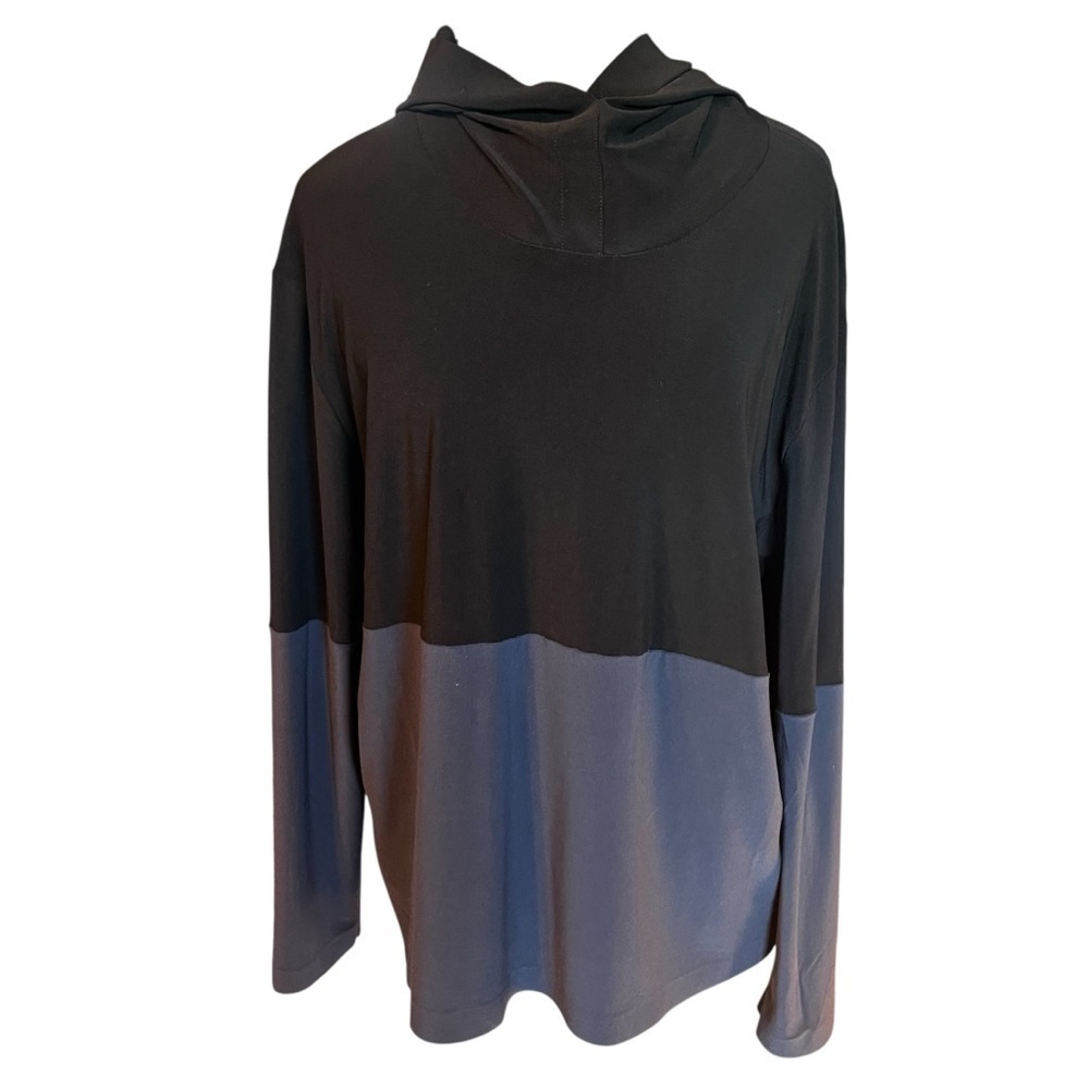 Norma Kamail Black Gray Jersey Tunic With Hood Edgy Off Duty Model Large No Tag